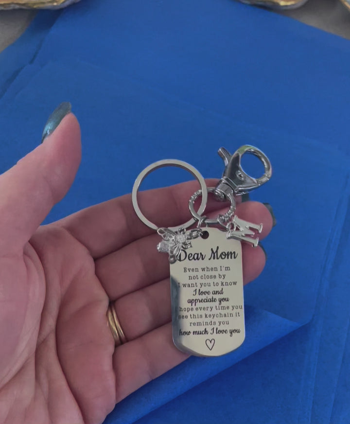 Mom KeyChain Queen Bee Silver Key Ring Crystal Bee Keyring Mom Appreciation Gift