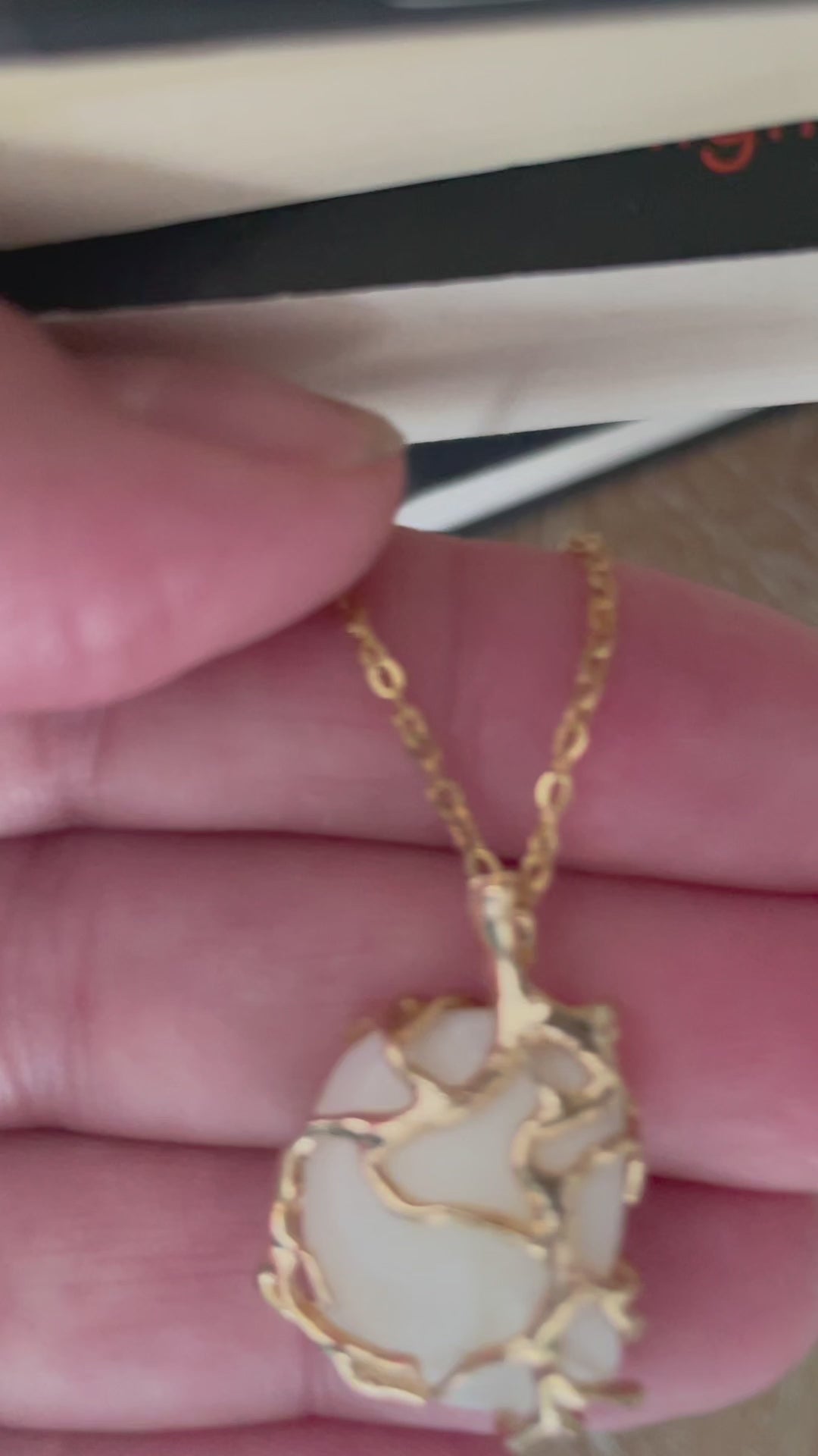 Lake Erie Lucky Stone Necklace – Gold Stainless Steel Chain with Gold Wire Wrapped Lucky Stone