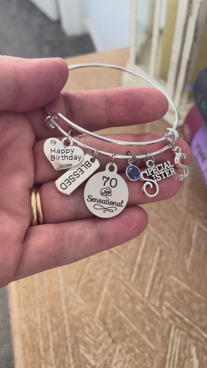 70 and Sensational Charm Bracelet Gift for Sister Personalized Jewelry