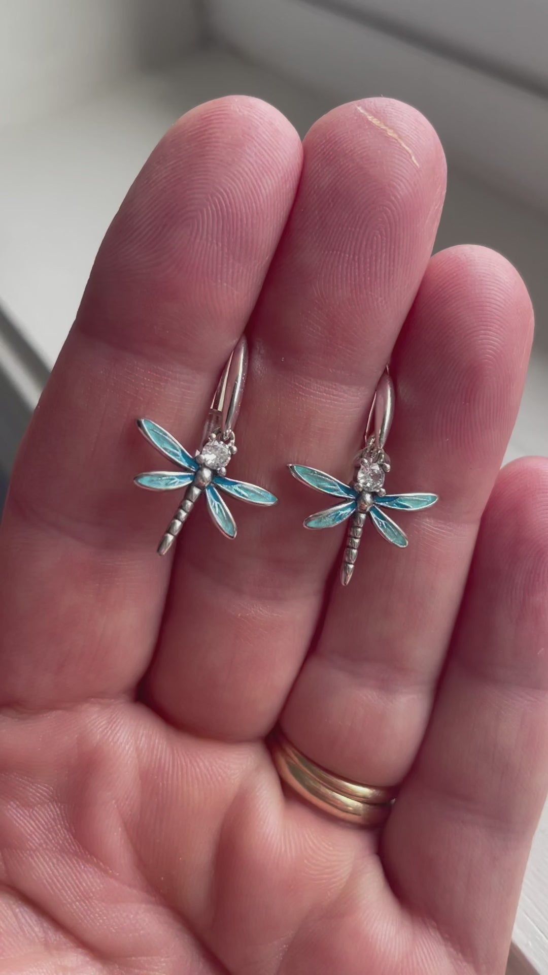 Blue Dragonfly Earrings | Sterling Silver &amp; Blue Enamel