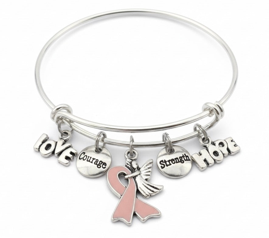 Pink Awareness Ribbon Bracelet 