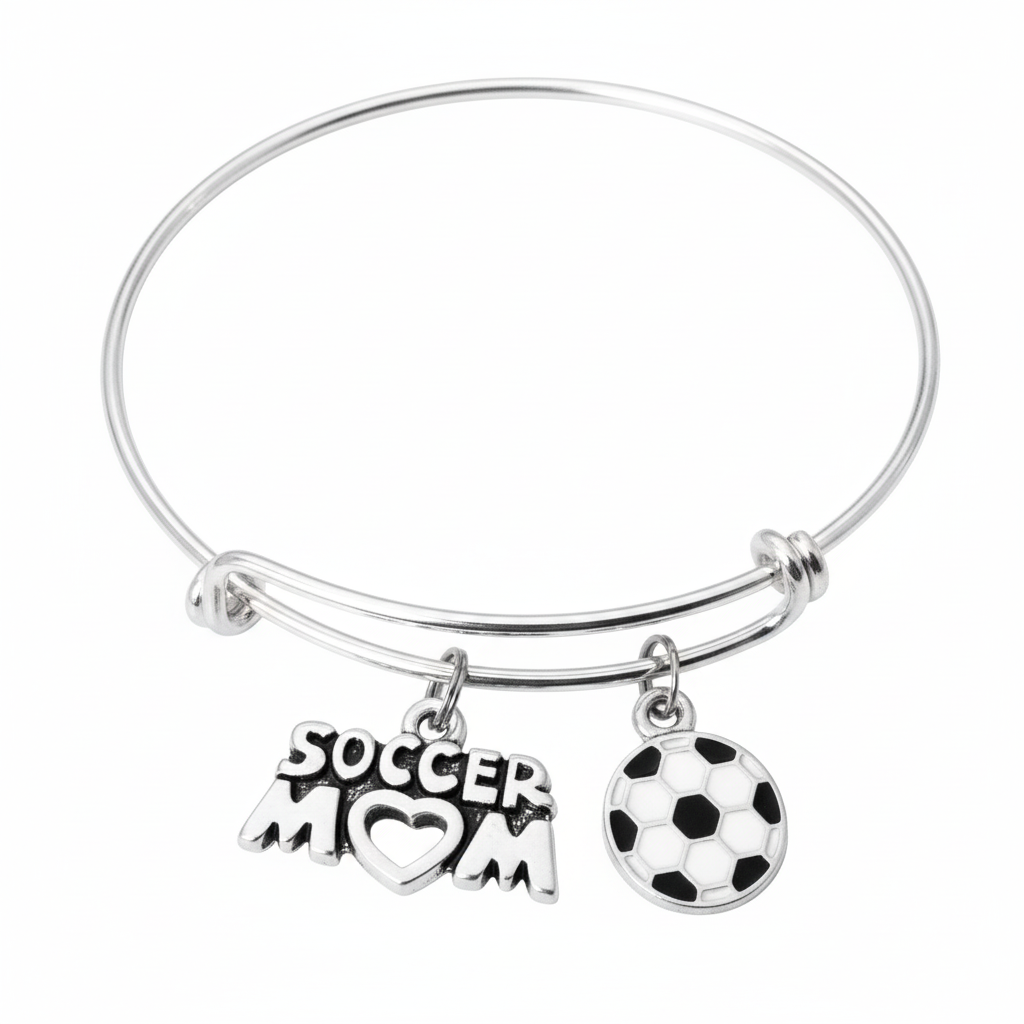 Soccer Mom Expandable Charm Bracelet Adjustable Wire Bangle Bracelet Gift
