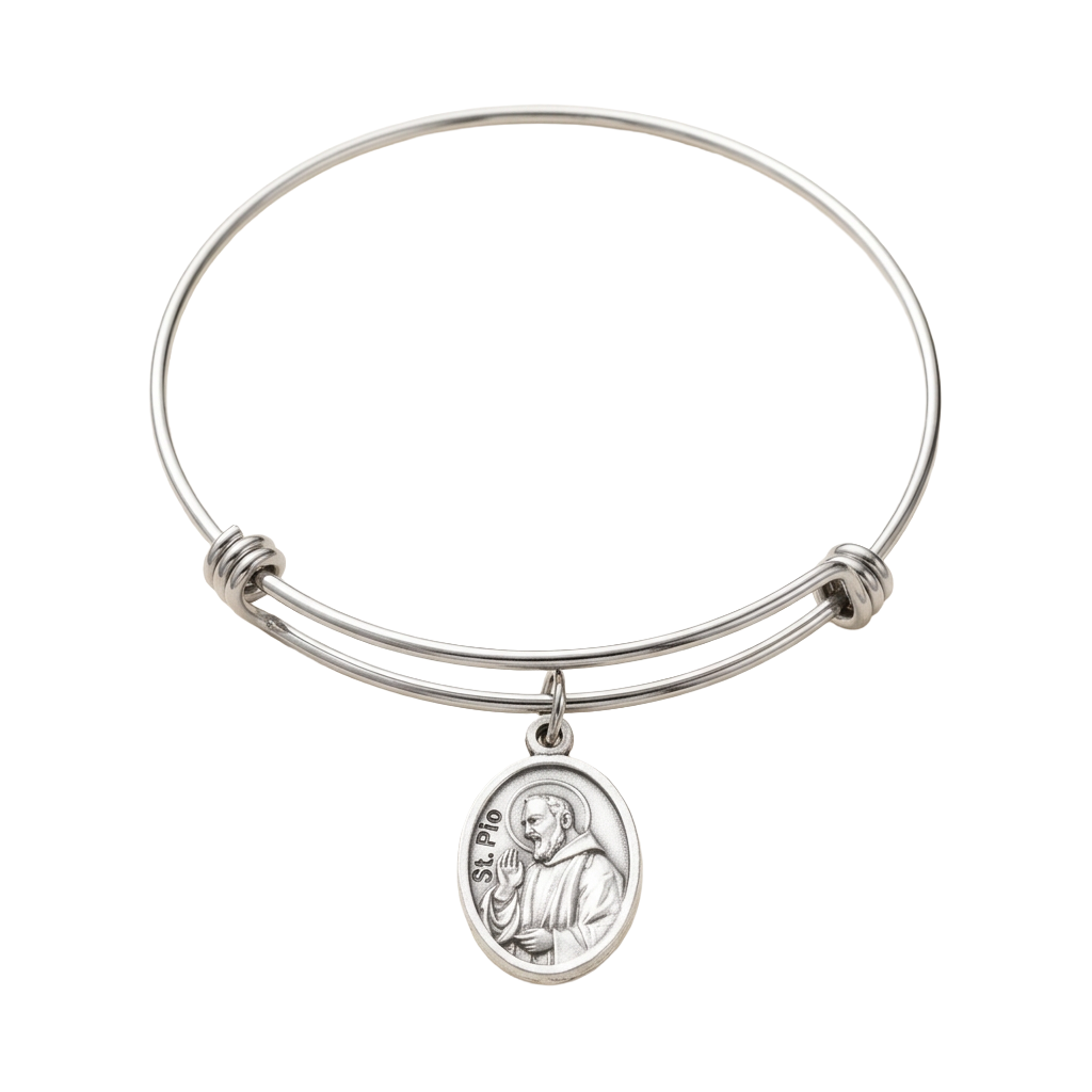 Saint Pio Patron Saint of HEaling Jewelry Personalized Charm Bangle