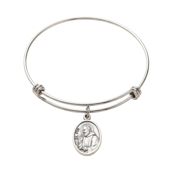 Saint Pio Patron Saint of HEaling Jewelry Personalized Charm Bangle