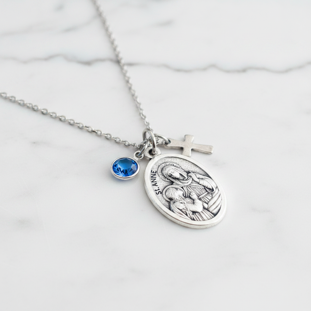 Saint Anne Silver medal Necklace personalized