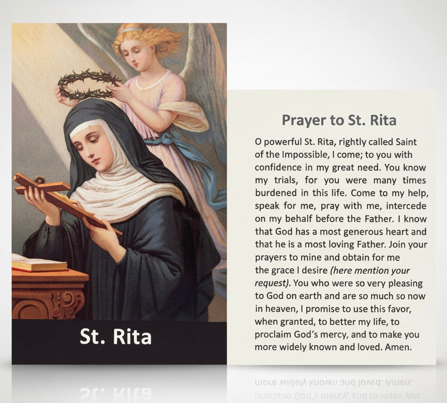 Prayer to Saint Rita Prayer Card with Jewelry for Confirmation Gift