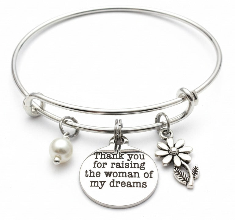 Silver bracelet with charm that reads &