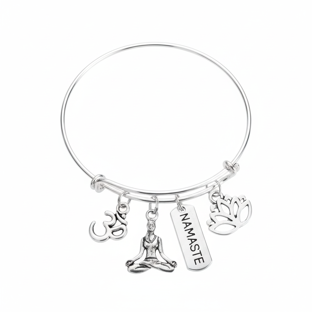 Namaste Lotus Om Yoga Charm Bracelet 
