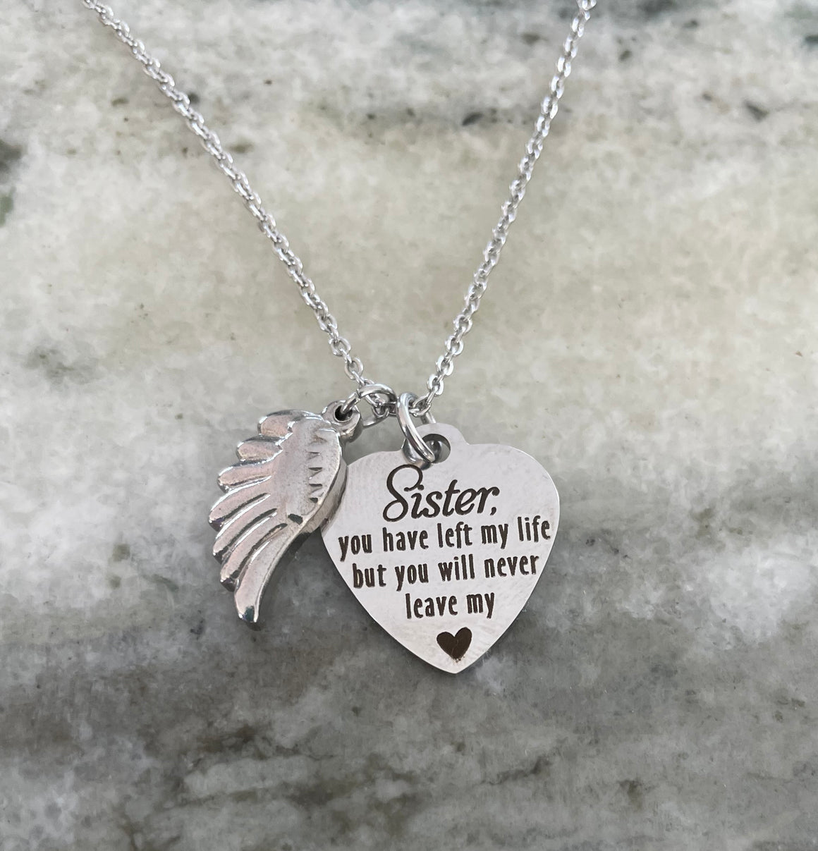 Sister Memorial Necklace Sister Memorial Gift Silver Charm Necklace Gift for Sister's Memorial - Add a FREE Birthstone Charm