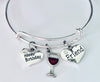 Gift for Best Friend Wine Glass Charm Bracelet
