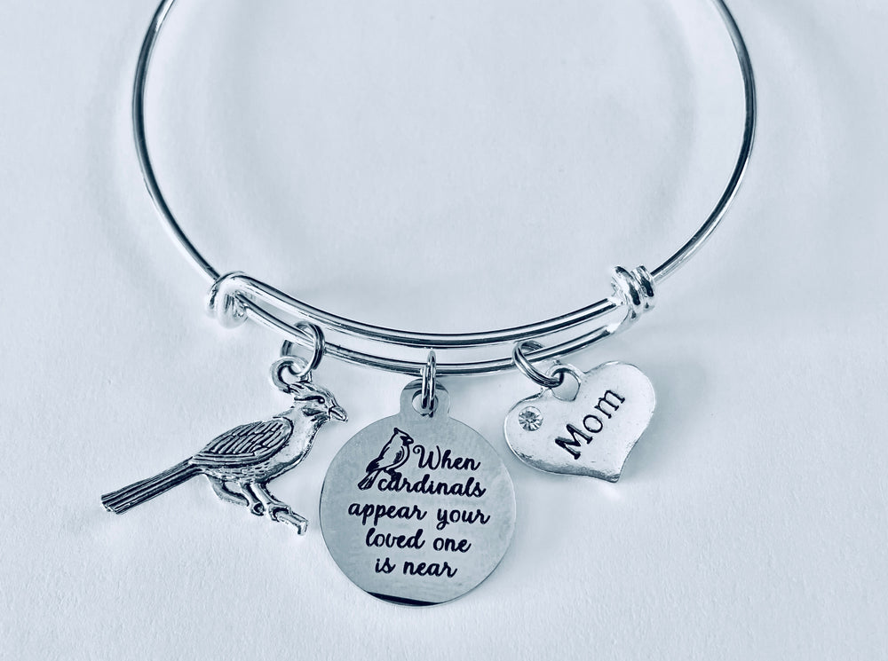 Mom Memorial Gift for Daughter Charm Bracelet Cardinals Appear