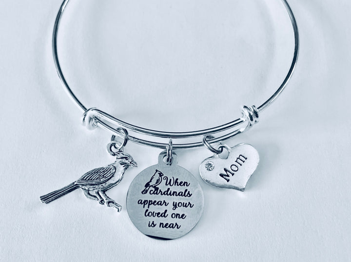Mom Memorial Gift for Daughter Charm Bracelet Cardinals Appear
