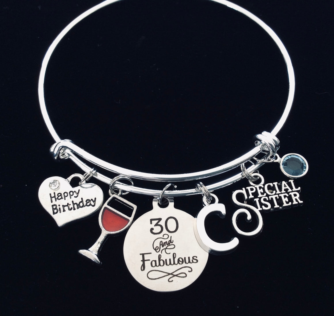 30th birthday gift for sister charm bracelet