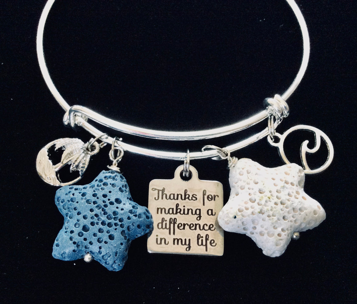 Nautical Gift Starfish Story Jewelry Thank you Charm Bracelet Adjustable Bangle One Size Fits All Gift Personalization (Plus Free Starfish Story Card)