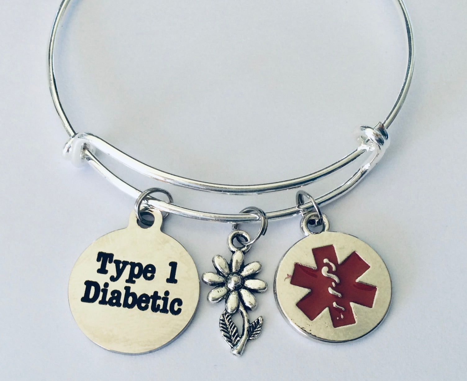 Medical Alert Charm Bracelet for Diabetes