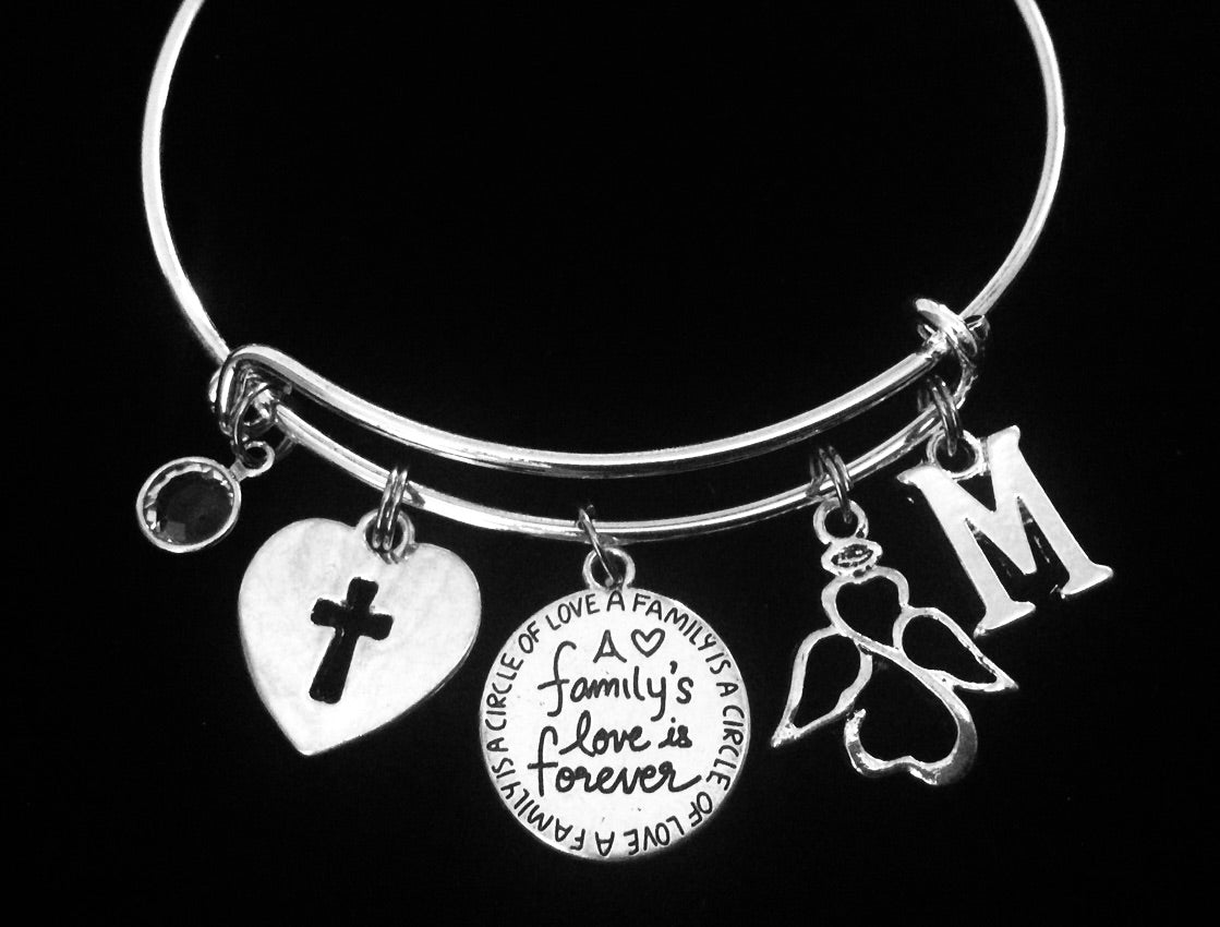 A Family's Love is Forever Expandable Charm Bracelet Silver Adjustable Bangle