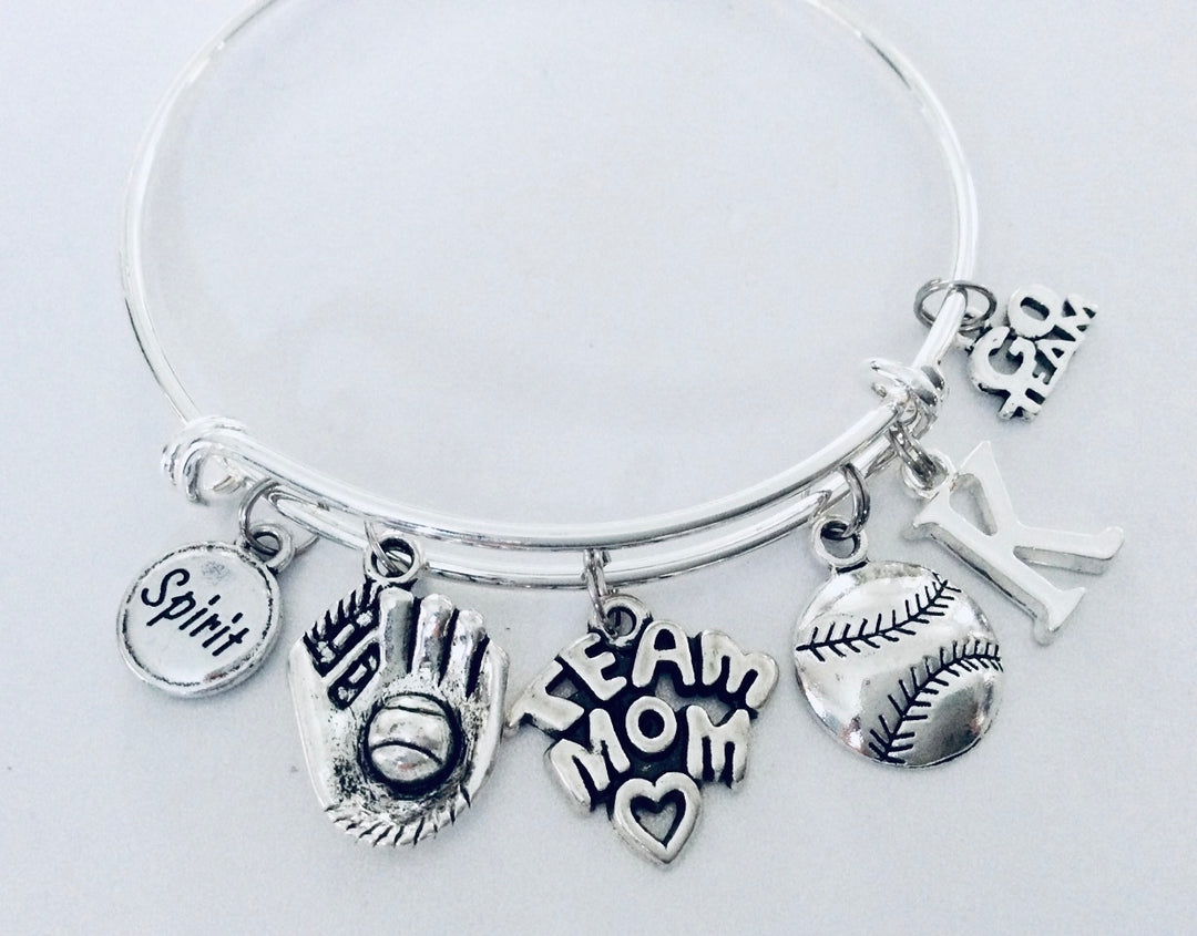 Baseball Team Mom Gift Expandable Silver Wire Bangle 