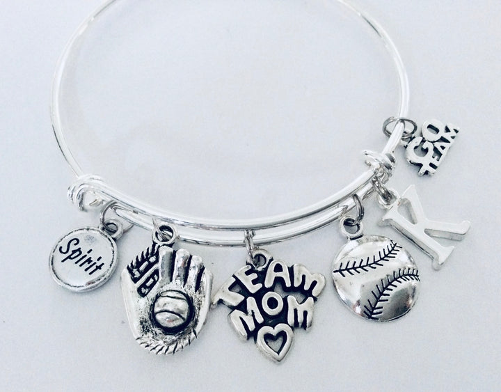 Baseball Team Mom Gift Expandable Silver Wire Bangle 