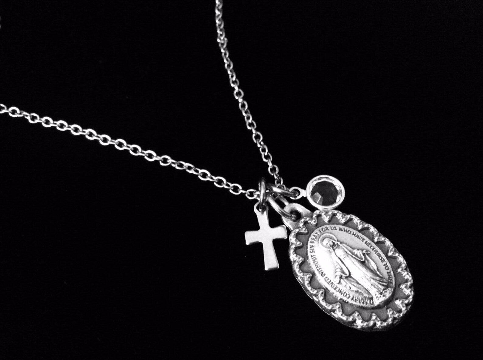 Miraculous Mary Medal Virgin Mary Necklace Miraculous Mary