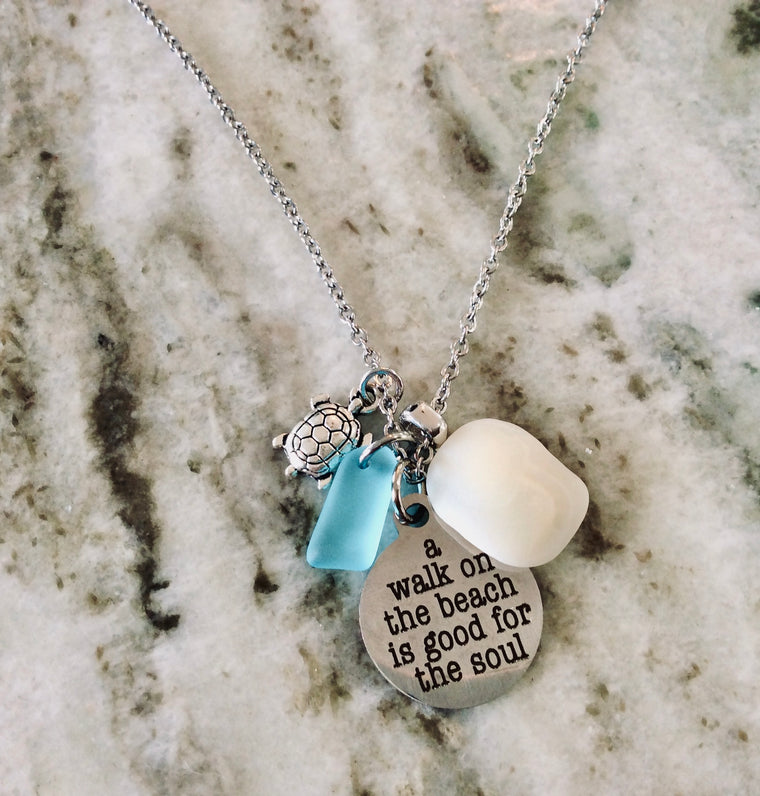 Lake Erie Lucky Stone Jewelry Turtle Sea Glass Necklace Seaglass Jewelry Nautical Beach Glass