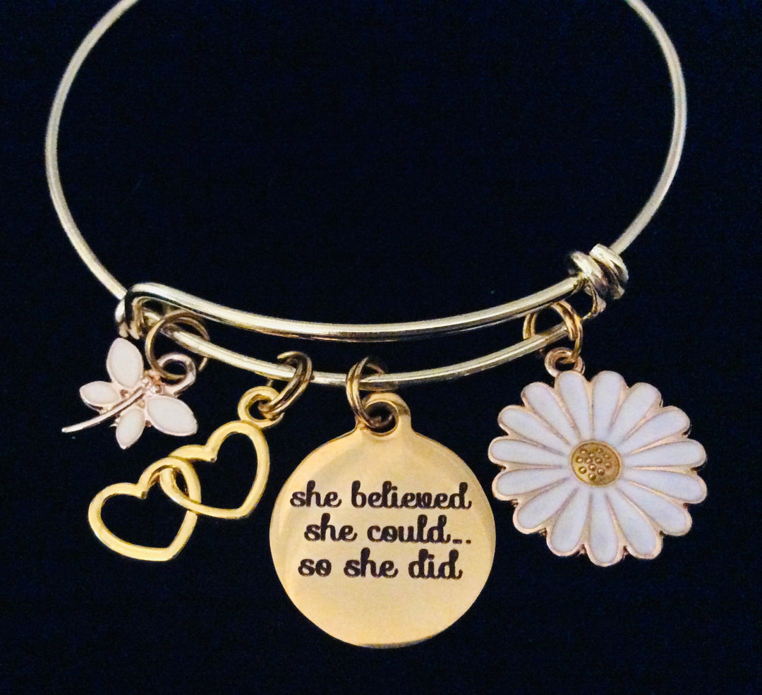 She Beleuived She Could and She Did Charm Bracelet 
