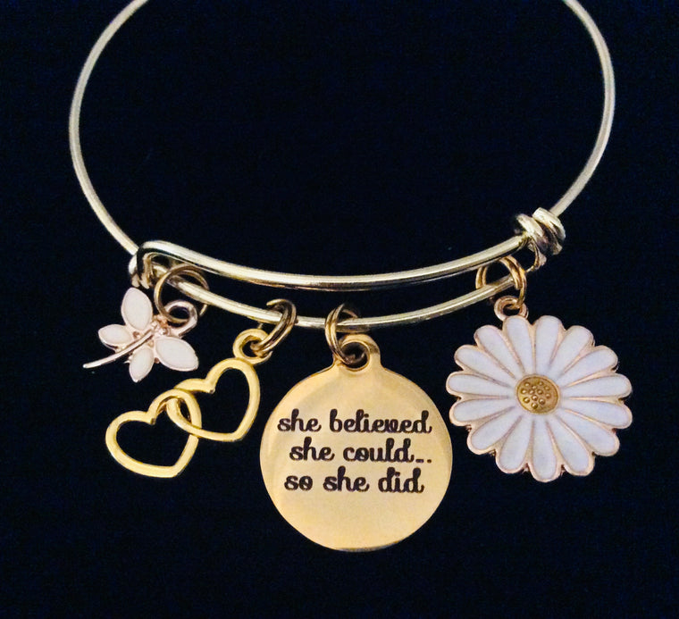 She Beleuived She Could and She Did Charm Bracelet 
