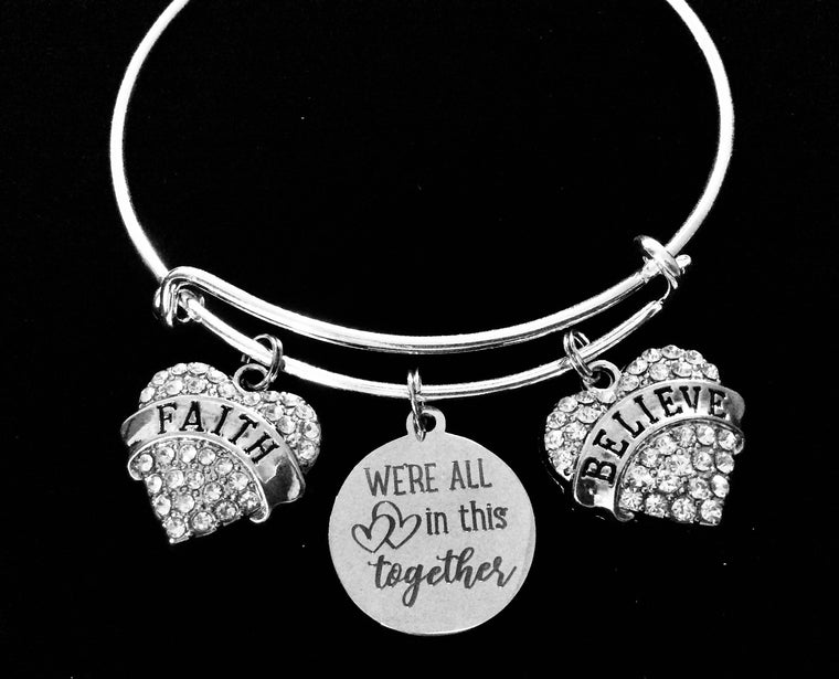 Faith Believe We are All In This Together Inspirational Gift for Women Expandable Charm Bracelet Adjustable One Size Fits All