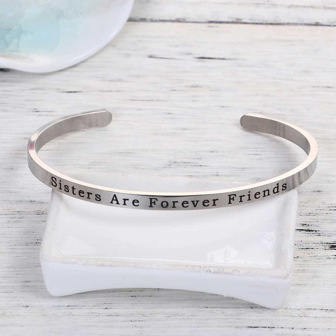 Sisters Are Forever Friends Inspirational Quote Bracelet 