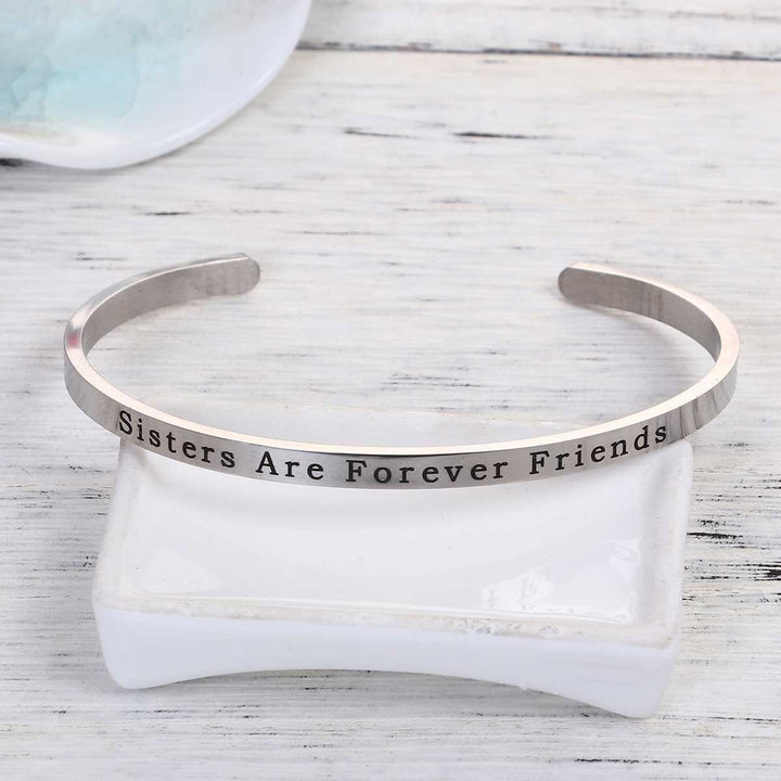 Sisters Are Forever Friends Inspirational Quote Bracelet 