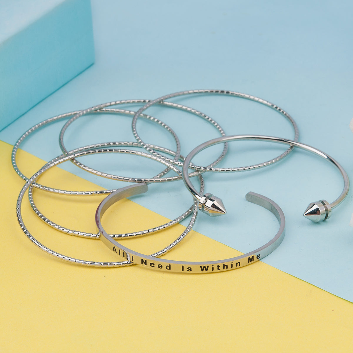 7 Bracelets Inspirational Quote Jewelry Stainless Steel