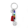 Chakra FOB KeyChain Gift Silver Key Ring Red Tassel Lotus Balance Yoga