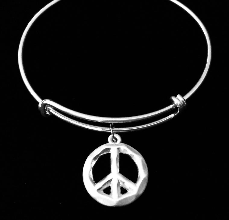 Peace Jewelry Silver Expandable Charm Bracelet