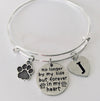 Pet Memory Bracelet Forever in My Heart Expandable Silver Charm Dog or Cat Bangle Adjustable Memorial