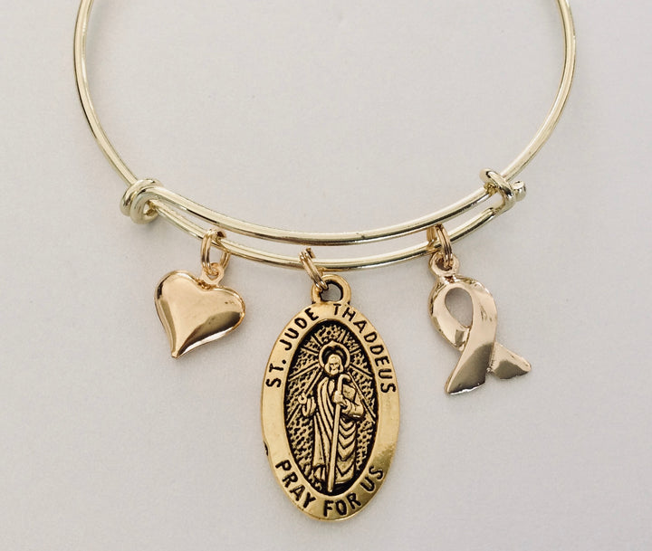 Saint Jude Medal Charm Bracelet St Jude Jewelry 