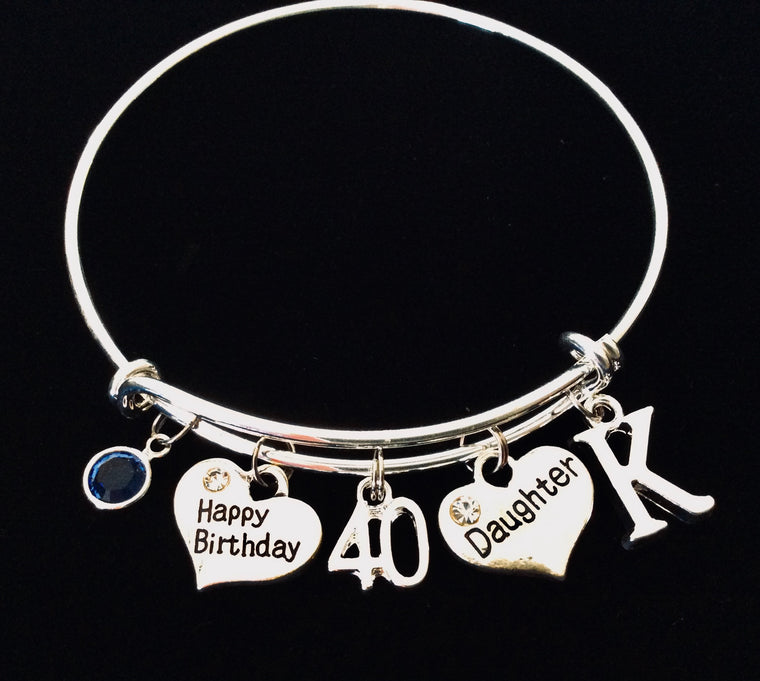 Personalized Gift for Daughter 40th Birthday Gift Expandable Charm Bracelet Adjustable One Size Fits All 40 Years Old