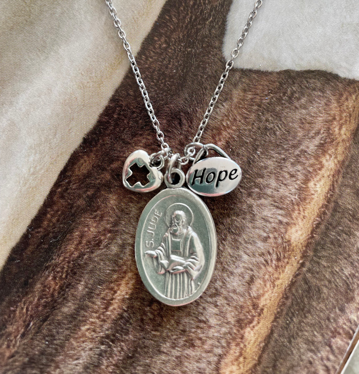 Saint Jude Silver Necklace Patron Saint of Hopeless and Lost