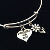 Daughter In Law Heart Daisy Silver Expandable Charm Bracelet Adjustable Bangle Meaningful Gift