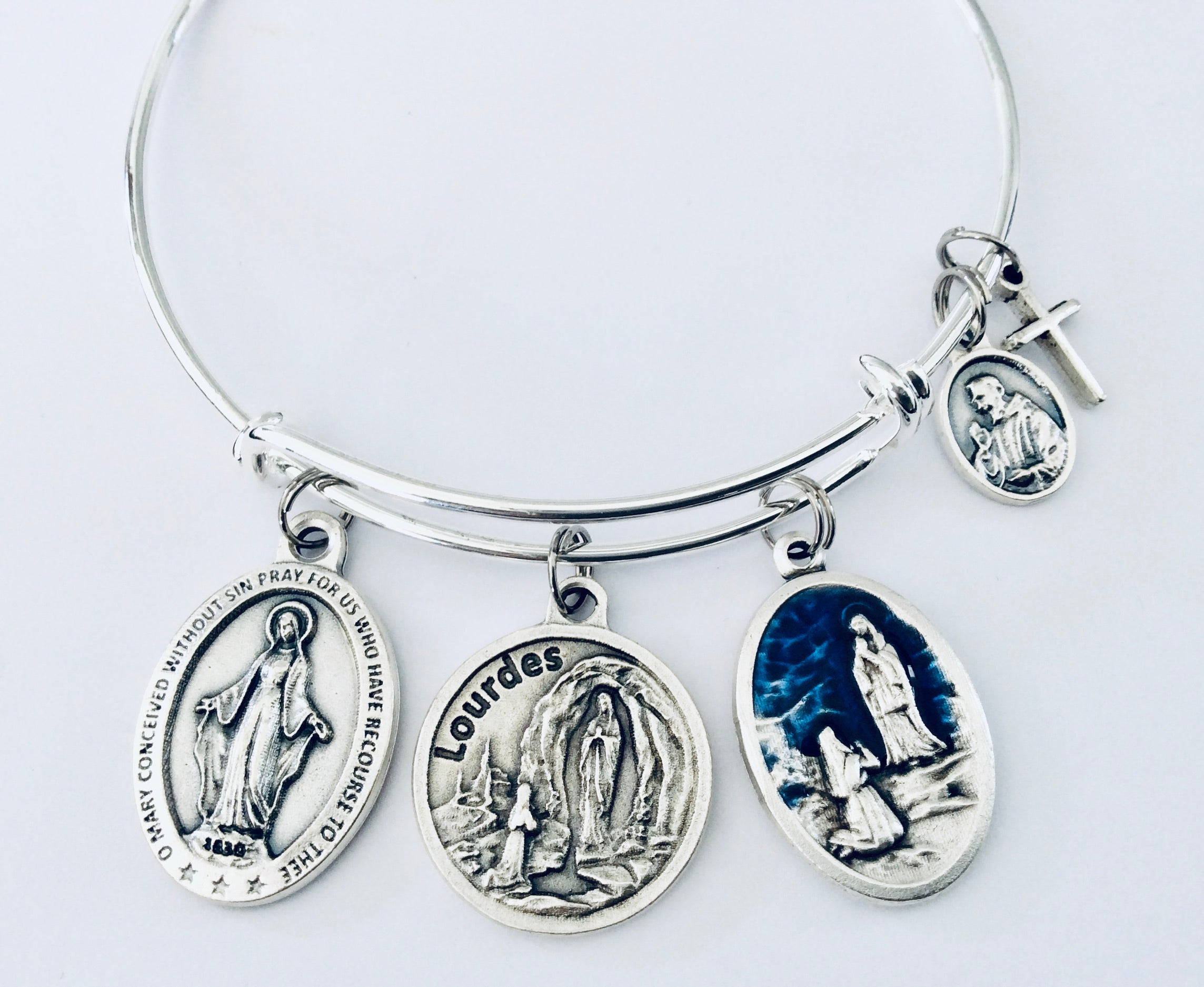 Catholic Lot of 4 x Medals Miraculous Medal Mary Silver Plated