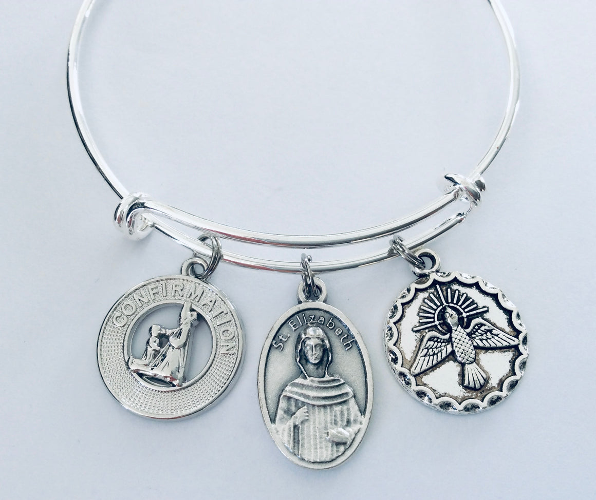 Confirmation Jewelry Confirmation Gift for Girls Saint Elizabeth Expandable Charm Bracelet Adjustable Mother of St. John the Baptist