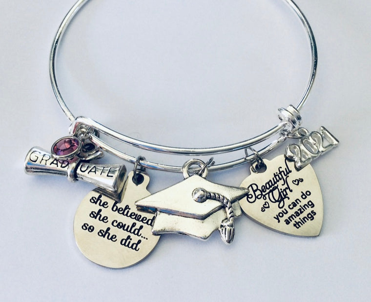 Girls Graduation Gift Charm Bracelet Inspirational jewelry 