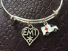Ambulance and EMT Medical Charm on a Silver Expandable Adjustable Bangle Bracelet Paramedic EMT One Size Fits All