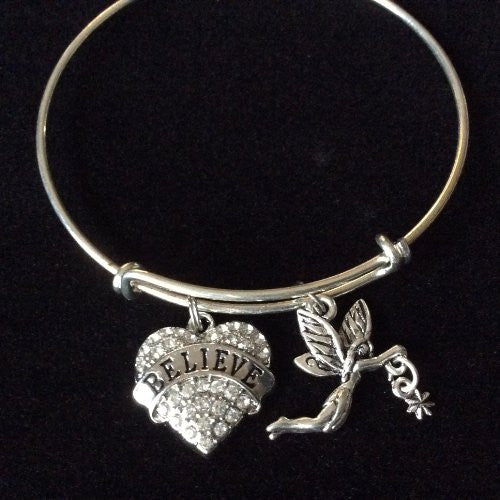 Do You Believe Crystal Heart with Fairy Expandable Charm Bracelet