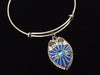 Police Badge Blue Crystal Expandable Charm Bracelet Adjustable Wire Bangle