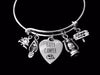 Happy Camper Jewelry Adjustable Silver Charm Bracelet Expandable Wire Bangle One Size Fits All Gift Trendy Camp Fire Lantern Flip Flop 