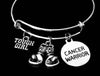 Cancer Warrior Fighter Tough Girl Adjustable Bracelet Expandable Silver Charm Bangle Inspirational Gift Boxing Gloves