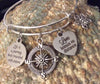 Life is a Journey Best Traveled with Sisters Jewelry Expandable Charm Bracelet Love Knows No Distance Silver Bangle One Size Fits