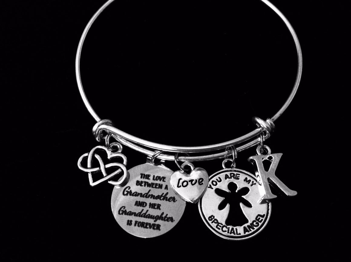 You are My Special Angel Charm Bracelet Granddaughter Grandmother Expandable Adjustable Silver Bangle Gift