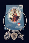 Saint Helen Expandable Charm Bracelet Silver Adjustable Wire Bangle Patron Saint for the Divorced 