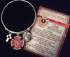 Fire Department Badge Expandable Charm Bracelet Silver Adjustable Wire Bangle