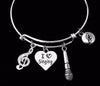 I Love Singing Expandable Charm Bracelet Silver Adjustable Bangle